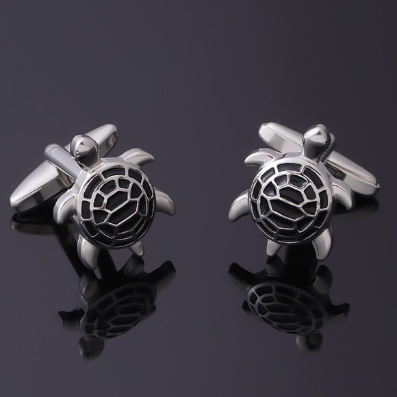 Black and Silver Sea Turtle Cufflinks - Picture 2 of 16
